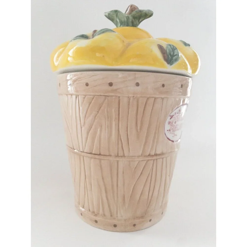 Pfaltzgraff Golden Delicious Apple Basket Ceramic Cookie Jar 11